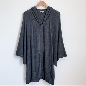 Joie oversized Jeanne hooded zip sweater, dolman sleeves - gray